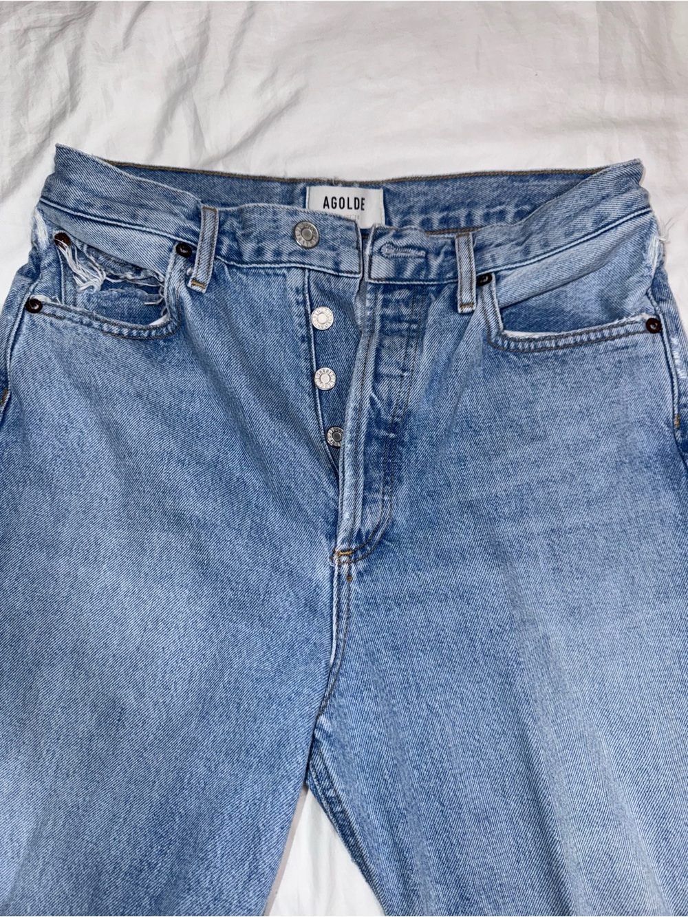 AGOLDE womens Light Blue Button-Fly Jeans